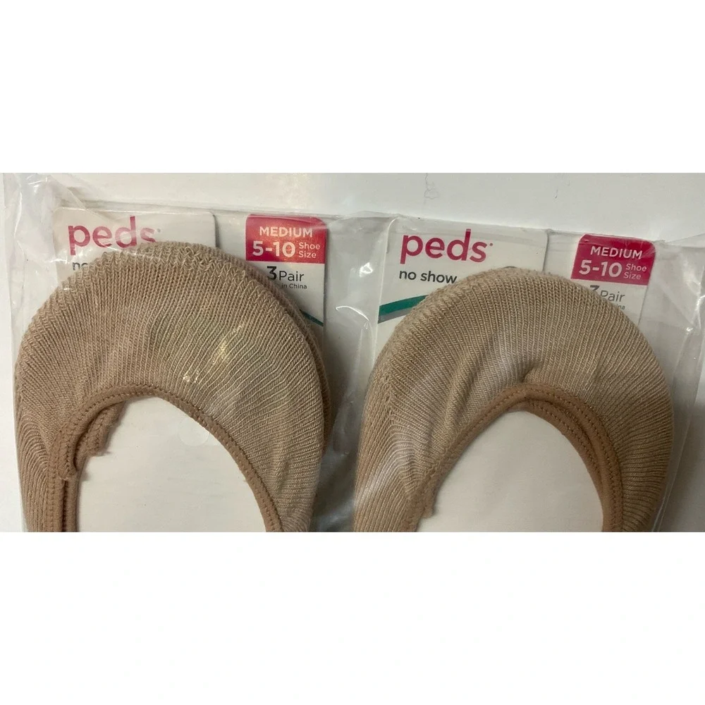 NIP Lot of‎ 6 Pairs Peds Super Low Cut No Show Liner Socks Nude Medium 5-10